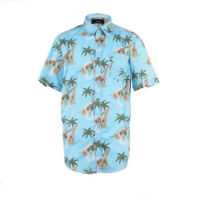 China Anti-pilling printed design 100% cotton men's clothing hawaiian beach shirt short sleeve for sale