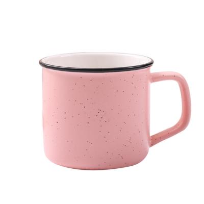 China Viable Blue Beige Green Ceramic Enamel Spotted Campfire Mug Pink Coffee Mug for sale