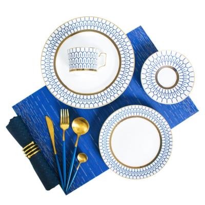 China Sustainable Banquet Dinnerware Sets Royal Fine Bone China Dinner Set Wedding Dinnerware Set With High Quality for sale