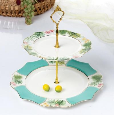 China Albert Two-Tier Cake Stand-Polka Royal Turquoise Viable for sale