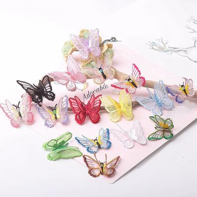 China Polyester Butterfly Patches 3D Lace Fabric 4PCS/Set Embroidery 18 Colors Headwear DIY Clothing Sewing Supplies Decorate Accessories for sale