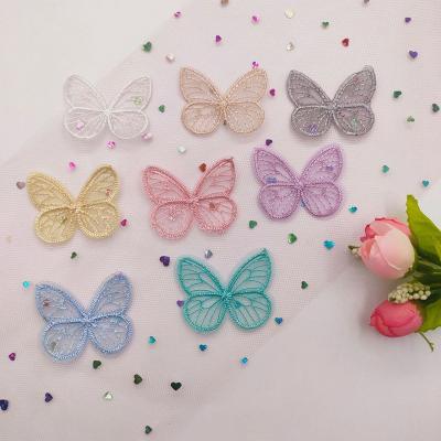 China 3D Embroidery Gauze Butterfly Cloth Paste Clothing Accessories Shoes Flower DIY Materials Jewelry Headdress Accessories for sale