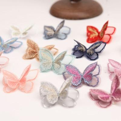 China NEW 10 Pieces 3D Double Layer Embroidery Butterfly Patch DIY Clothing Hair Accessories Handmade Material Ingredients 2021 for sale