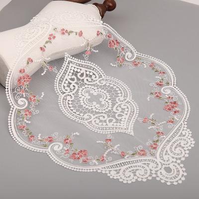 China Home Improvement Sustainable Embroidery Decoration Pastry Mat Round Table Place Mat Lace Rhombus Fancy Mold Water Soluble Lace for sale