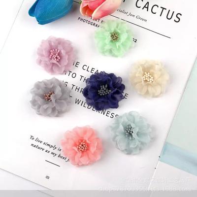 China 3D Chiffon Flowers Flower Wedding Cute Accessories Boutique 4cm Cloth Flowers Hair Decoration Accessory No Barrette No Clip for sale