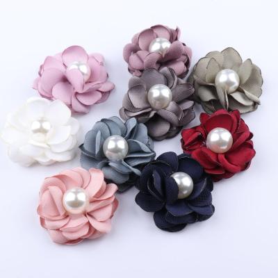 China 3D 3.5cm pointed hair flower pearl center flower hair accessories for girl fashion accessory no hair clips for headband for sale