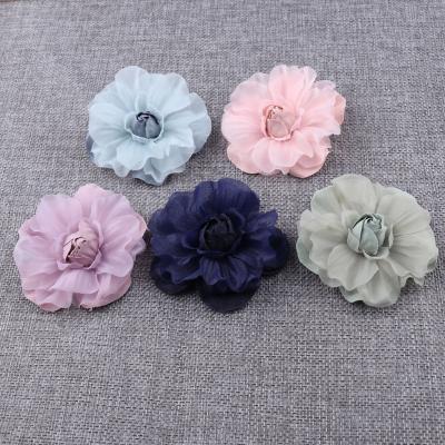 China new artificial 3D fabric flower 6cm for dress wedding bouquet jewelry accessories brooch production apparel making for sale