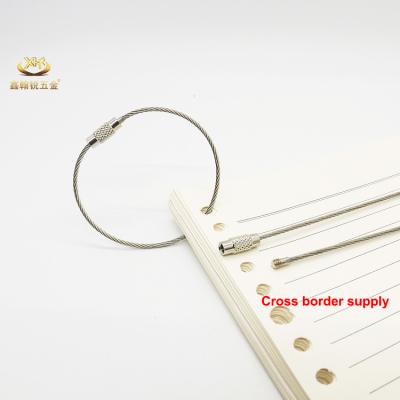 China Key Ring Stainless Steel Wire Stainless Steel Wire Xinhanrui 150mm Length Screw Lock Cable Keychains for sale