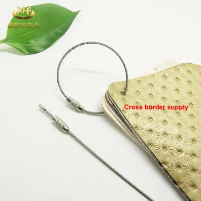 China Silver Stainless Steel Wire Xinhanrui Metal Wire Keychains Stainless Steel Cable Keyring for sale