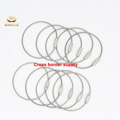 China Xinhanrui Stainless Steel Wire Rope Keychains Aircraft Cable Luggage Rope Key Ring Loops for sale