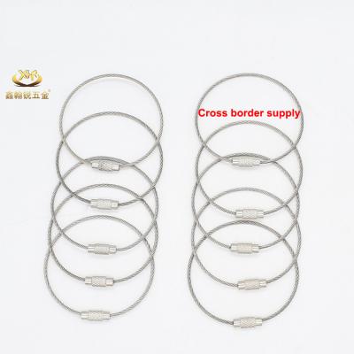 China Xinhanrui Wholesale 150mm Stainless Steel Wire Cable Security Screw Keychain for sale