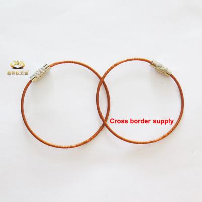 China Orange Stainless Steel Wire Xinhanrui Stainless Steel Cable Key Ring Wire Rope Keychain for sale