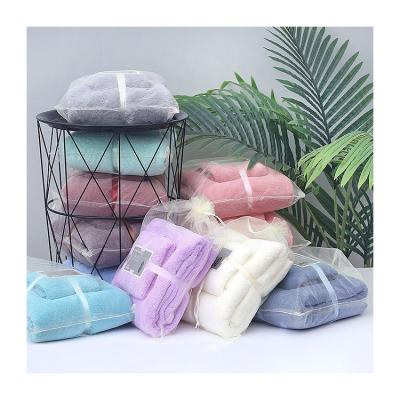 China Sustainable Wholesale Luxury Microfiber Bathroom Bath Towel Sets Bath Towel Soft Fleece Terry Towel 2 Piece Set for sale