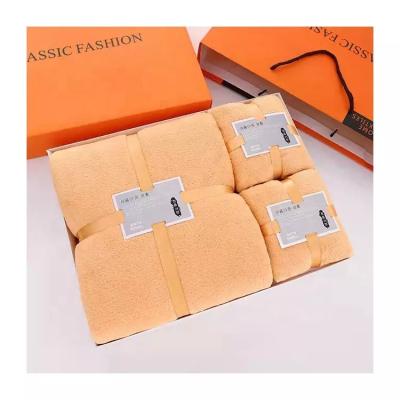 China Sustainable Bath Coral Velvet Deluxe Bath Towel 100% Set Luxury Hotel Custom Gift Box for sale