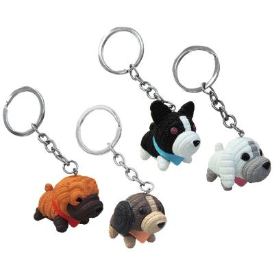 China 4 Designs Custom Pvc Cute Animal Doggy Capsule Cub Gift Key Chain For Vending Machines for sale