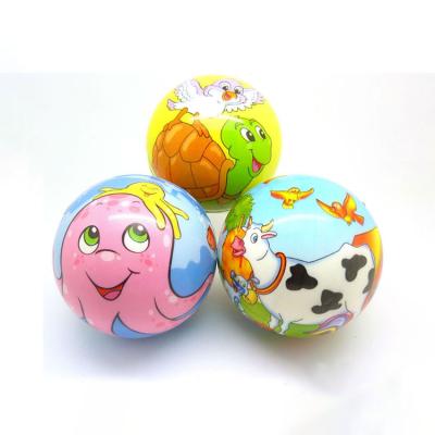 China Toy Promotional Gift Kids Small Soft Capsules Full PU Foam Safe 100mm Cute Cartoon Printing Animal Ball For Vending Machines for sale