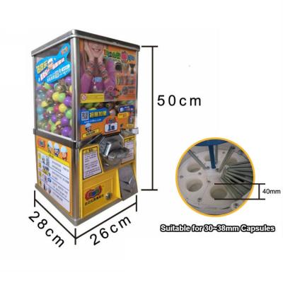 China Cheap Coin Operated Capsule Toy Vending Machines Crane Kid Game Station Metal 38mm Metal Candy Dispenser for sale