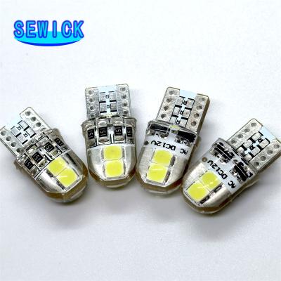 China T10 Silicone Car Led Bulbs 4 SMD 3030 Led 194 168 Non Polar Silicone License Plate Lights Card Trunk Lamp DC 12V Universal for sale