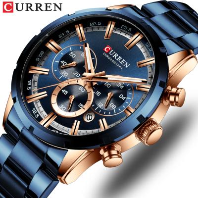 China Newest 2021 CURREN 8355 Automatic Date Black Stainless Steel Quartz Wrist Watch For Men 24 Hours Watch Watches Wholesale for sale