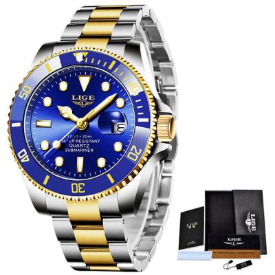 China Private Label Automatic Mens Lige 10045 Date Quartz Watches Analog Waterproof Luxury Steel Date Reloj Watch Men for sale