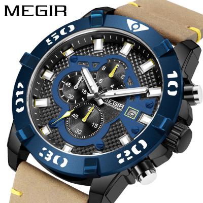 China 2021 Megir 2136 Date Brands Big Dials Automatic Quartz Wristwatches Waterproof Luxury Men's Watch 2021 for sale