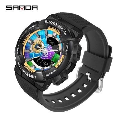 China Alarm Sanda 2021 9004 Fashionable LED Arabic Watches For Men Chronograph And Luminous Analog Digital Watch for sale