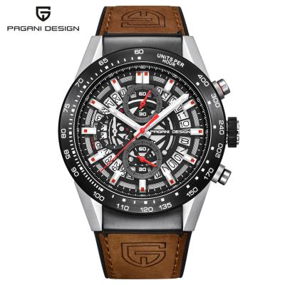 China DESIGN 2768 Mens Automatic Quartz Wrist Watch PAGANI Date Chronograph Luxury Sports Waterproof Analog Leather Watch for sale