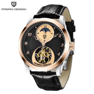 China Moon Phase PAGANI DESIGN 1650 Chinese Man Leather Strap Moon Phase Movement Mechanical Automatic Men Watch for sale