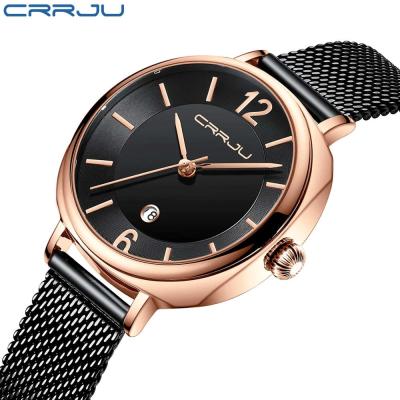 China Luxury Water Resistant Crrju 2169 Arabic Wrist Watch For Girls Quartz Movt Steel Mesh Women Crrju-Watch for sale