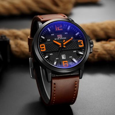 China Newest Auto Date 2021 VAVA VOOM VA-217 Online Sales Watch For Leather Strap Quartz Calendar Date Watches Men Wrist for sale