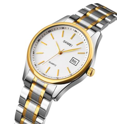 China Luxury Skmei 1692 Date 2 Tone Watches Women Men Stainless Steel 1693 Automatic Quartz Wristwatch Set 2021 Calendar for sale