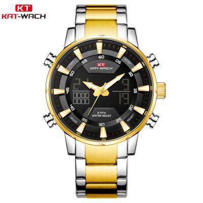 China 2021 KAT-WACH KT2027 Alarm Private Label Dual Display Watches Business Men Analog Waterproof Digital Watch for sale