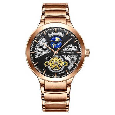 China Newest Design Moon Phase 2021 TEVISE t845b Man Cavity Sun Watches Business Stainless Steel Automatic Mechanical Wrist Watch for sale