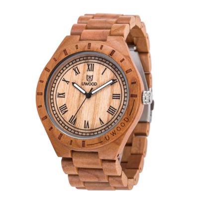 China Non-Specific Analog Wood Logo Luxury Brand Wood Watch Custom UWOOD UW1001 Men Women Japan Quartz Watch for sale