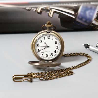 China GOHUOS Fashion Quartz Analog Watch Antique Bronze Hollow Pocket Watches Men Vintage for sale