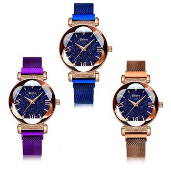 China Water Resistant 2021 Starry Wristwatches Mesh Magnetic Strap Quartz Watches Gold Sky Ladies Watch Luxury Fashion Women New for sale