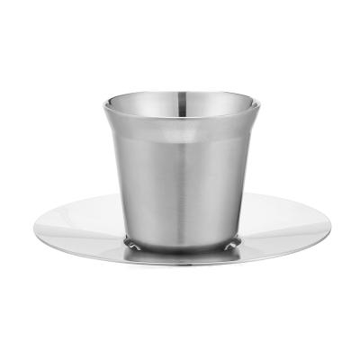 China Viable Juego de taza double wall stainless steel cappuccino milk coffee tea cup and saucer for sale