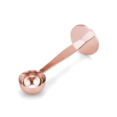 China Cafeteira Viable Metal Coffee Powder Spoon Rose Gold Espresso Coffee Tamper Measuring Base for sale