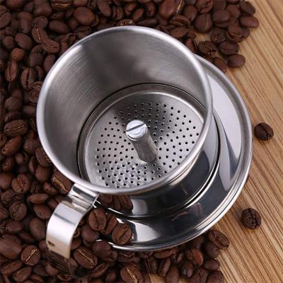 China Minimalist Reusable Manual Coffee Percolator Manual Dripper Stainless Steel Coffee Filter Maker Pot Vietnamese Infuser for sale