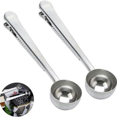 China Restaurant.Home.Coffee.Shop Flatware Sets Stainless Steel Instant Ground Powder Golden Measuring Teaspoon With Clip for sale