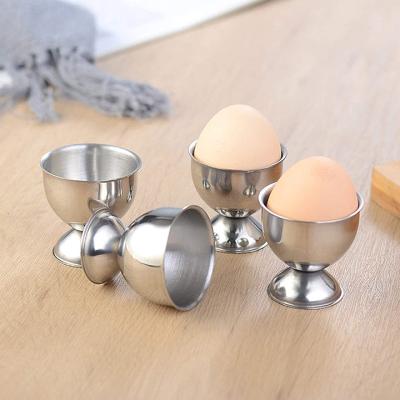 China Sustainable Kitchen Accessories Soft Boiled Egg Holder Stainless Steel Silver Egg Cup Tray for sale