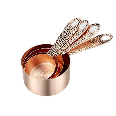 China Sustainable Wholesale 4 Pcs Bulk Mounted Gold Stainless Steel Liquid Cake Measuring Cups Spoons For Baking for sale