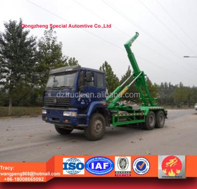 China Heavy duty hook arm garbage truck, Howo hooklifter truck, 18tons drop garbage collectors truck for sale 8600X2500X3070 for sale