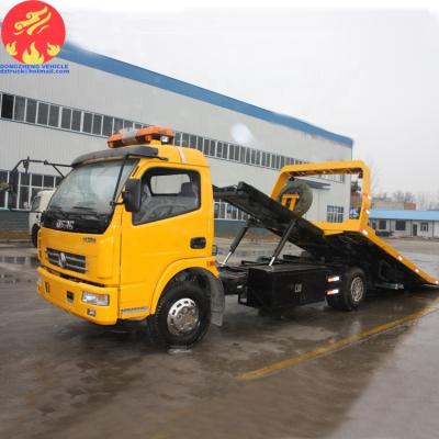 China DongFeng 2 Full 0 Degree Flatbed Landing Wrecker Towing Truck for sale