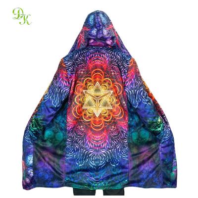 China 2021 fashion anti-pilling custom design sublimation print for men fur outer coat with hood for sale