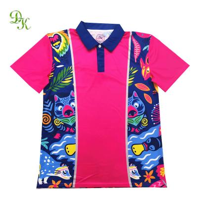 China Anti-Wrinkle Wholesale Custom Design High Quality Sublimation Printed Quick Dry Men Button Up Polo T-Shirt for sale