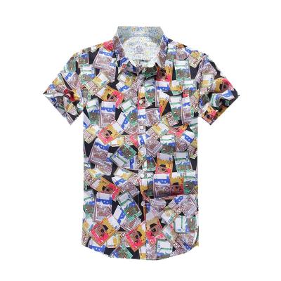 China Anti-pilling Factory Custom Men's Floral Print Casual Button Down Short Sleeve Hawaiian Shirts for sale