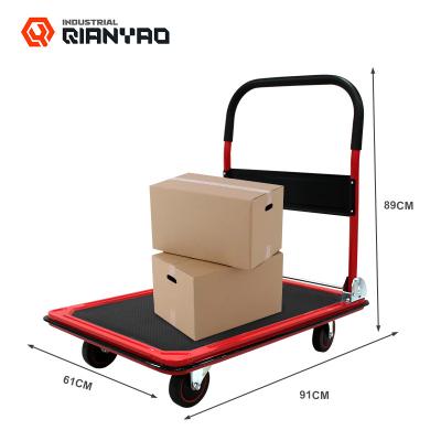 China Tools 300kgs China Factory Warehouse Heavy Duty Platform Carts Foldable Hand Truck Hand Push Carts for sale