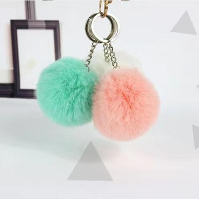 China Bulk Bubble Fluffy Fluffy Ball Faux Rabbit Fur Ball Plush Fasion Fur Ball Pompom Chain Key Chain for sale