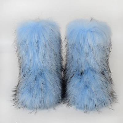 China Flat 2022 New Hot Selling Ladies Leather Boots Fur Snow Boots Faux Leather Boots for sale